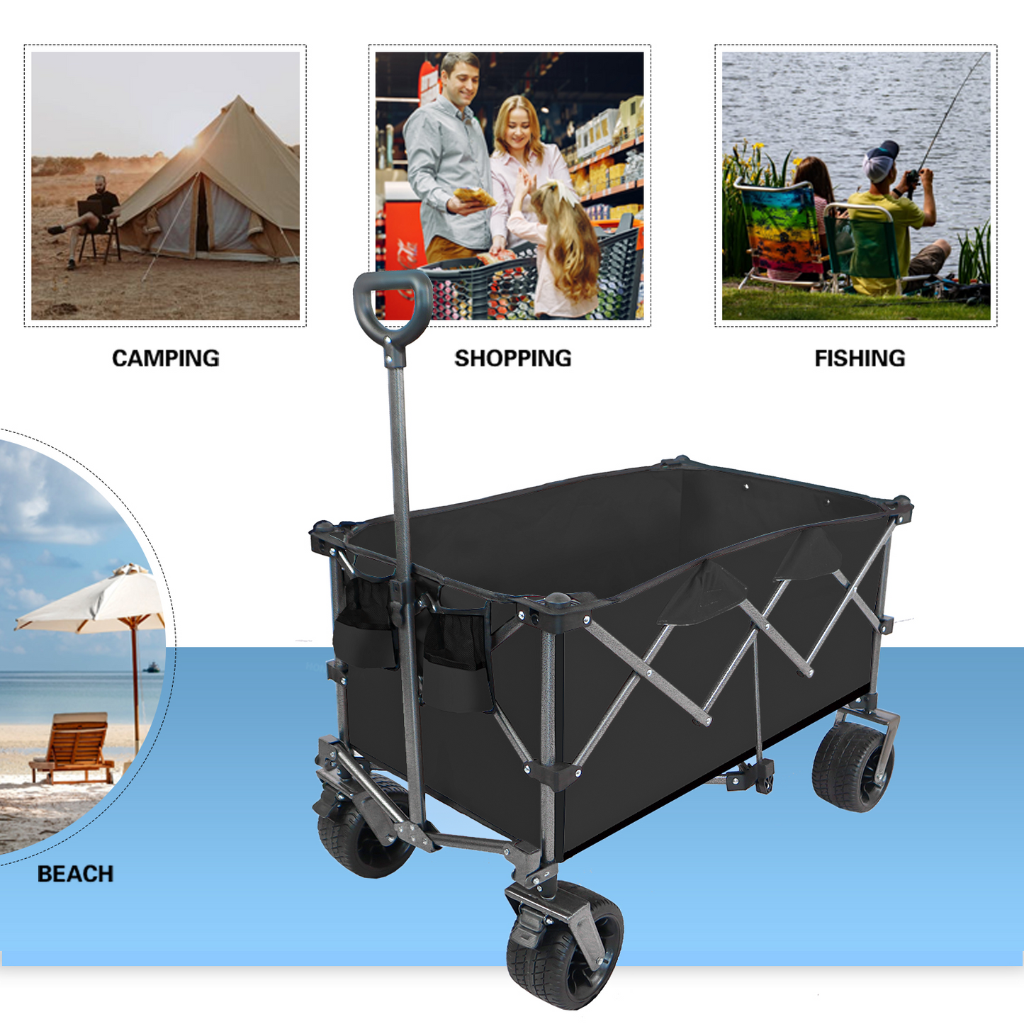 Soccer Dad Collapsible Wide Wheel Folding Wagon