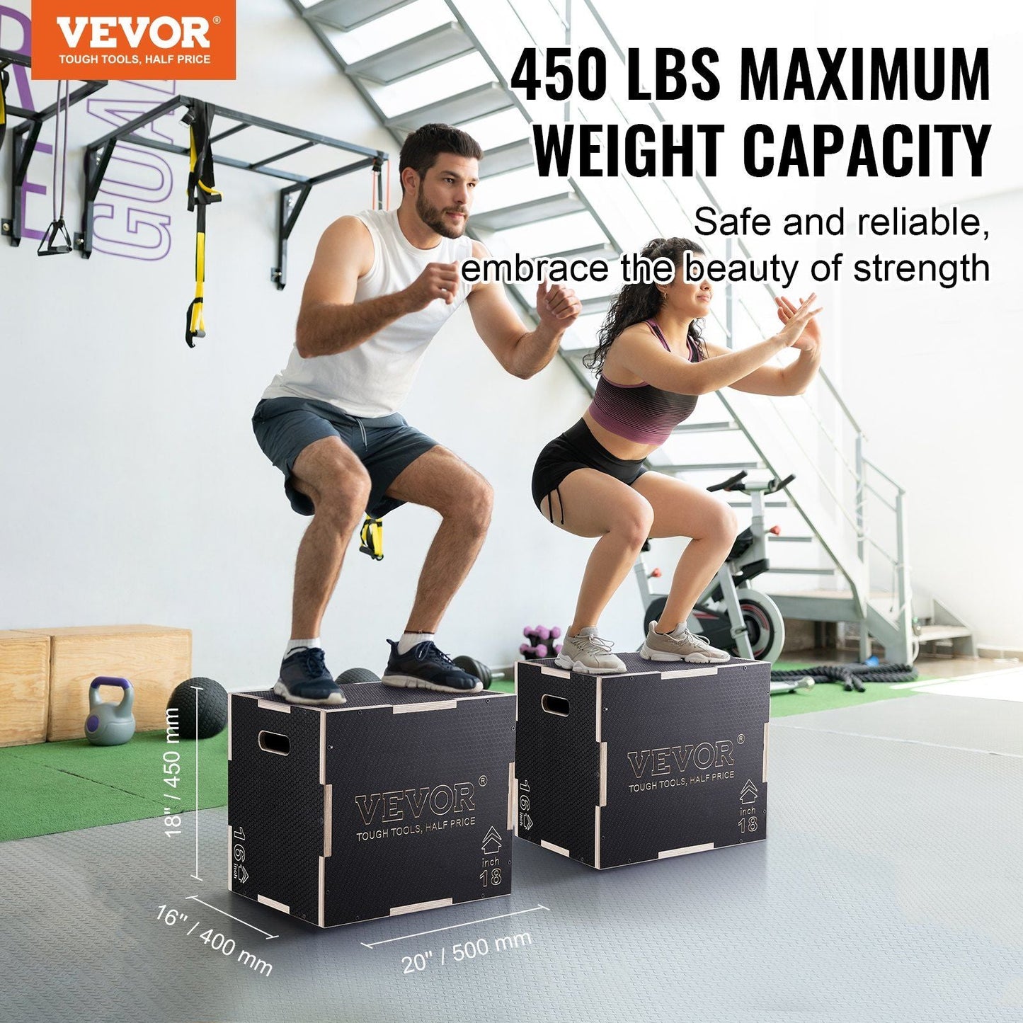3 in 1 Plyometric Jump agility Box, 20/18/16 Inch Wooden Plyo Box, Platform & Jumping Agility Box