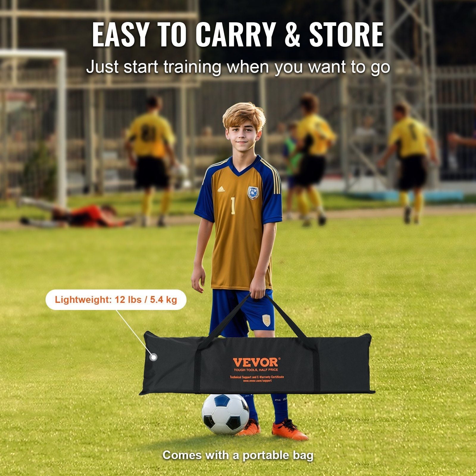 Soccer Trainer, 2-IN-1 Portable Soccer Rebounder Net, 71"x40" Iron Soccer Practice Equipment,
